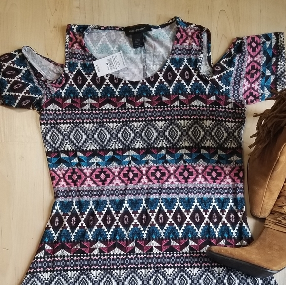 Ashley Stewart Cold Shoulder Tribal Print Dress - Picture 6 of 8